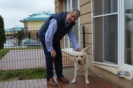 Male patient with his dog